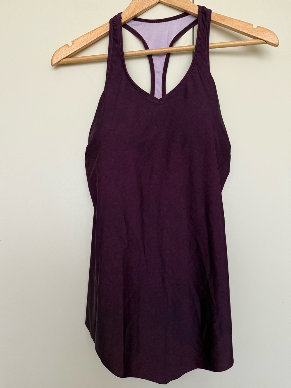 Y2K Vintage Simon Chang Tankini Racerback Swim Floral Top Deep Plum Purple 10/M